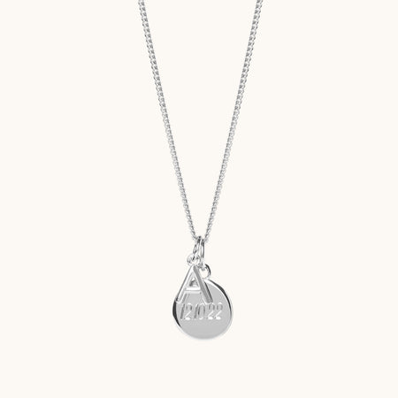 Personalised Disc & Letter Necklace Silver